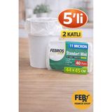 5 Li Set Mini Beyaz Febrosshop Çöp Torbası 44×45 cm Tezgah Üstü Ofis Oyun Odası Banyo Için