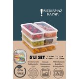 5 Li Set Sızdırmaz Fresh Saklama Kabı 1 Adet 3000ML 4 Adet 1400ML - Şeffaf - Buzdolabı Düzenleyici - 5 Adet