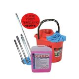 5 Litre Sihirli Temizleyici Hediyeli Metal Sopalı Full Paspas Seti 12 Lt Mop Kovası Havlu Mop Hediye