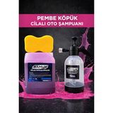5 Lt Oto Şampuanı + Köpük Pompası+Sünger | Pembe Cilalı Yoğun Köpük | Boya Dostu Temizlik Seti - Pembe - Açık Gri