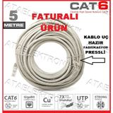 5 METRE 5mt HAZIR PRESSLİ CAT6 ETHERNET İNTERNET MODEM KABLOSU