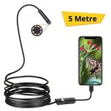 5 Metre Android Telefon Uyumlu 6 Led Işıklı Su Geçirmez Endoskop / Boroskop Yılan Kamera Hd (2818)