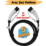 (5 Metre) Araç Şarj Kablosu 22 Kw 3 Faz Type-2 Soket Elektrikli Çift Taraflı Soketli Tak Çıkart - 56756765
