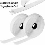 5 Metre Arkası Yapışkanlı Beyaz Cırt Cırtlı Bant - Kaliteli Cırt Bant - Çırt Çırt Band - En 2cm