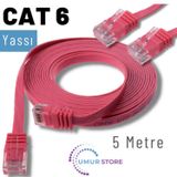 5 Metre Cat6 Kablo Yassı Ethernet Network Lan Ağ Internet Kablosu
