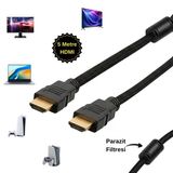 5 Metre Ekstra Koruma Hasır Örgülü Altın Uçlu Parazit Filtreli (Ferrit Çekirdek) HDMI Kablo