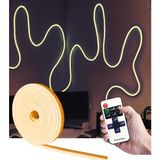 5 Metre Esnek Neon LED Şerit Dimmer Kumandalı Dekoratif Aydınlatma Seti SB-6538 (Amber) - Çok Renkli - Siyah - Plastik