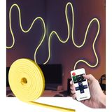 5 Metre Esnek Neon Led Şerit Dimmer Kumandalı Dekoratif Aydınlatma Seti SB-6538 (Sarı)