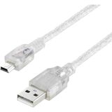 5 Metre Ps3 Joystick Kol Şarj Kablosu 5 Pin Mini USB Ipod Şarj Kablosu Şeffaf 1.kalite
