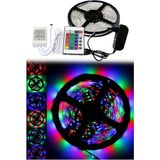 5 Metre Rgb Şerit LED 3 Çip Adaptörlü Kumanda Set Tv Arkası ve Mutfak Tezgahı Için Garantil - Çok Renkli - Siyah - Plastik