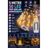 5 Metre SARI 50 LED Işıklar Peri Işıkları 8 MOD RGB Işıkları USB SARI Renkli Işık Peri Dize Işıkları Tel Fonksiyonlu Süsleme İnce Telli Aydınlatmalı Şerit Led Yılbaşı Işık Yılbaşı Süsü