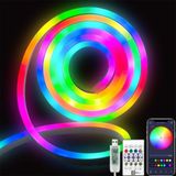 5 Metre USB Bağlantılı RGB Pixel Neon LED - Kumandalı, Bluetooth ile Kontrol, Zamanlayıcılı Esnek Şerit Işık - Cata - CT-4567