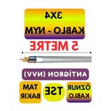 5 Metre Uzunlu Orta Kablo - 3X4 Nym Antigron, Gri