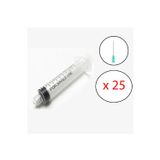 5 ml Luer Lock Kilitli Yeşil Iğneli (25 Adet) Enjektör Steril 5 cc Şırınga 38MM 21G