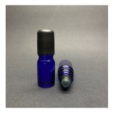 5 ml Mavi Cam Roll-on Şişe, Siyah Bilyeli Kapaklı, Cam Esans Şişesi x 3 Adet