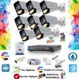 5 Mp Ultra Hd 1920P 8 Warm LED Kameralı Renkli Güvenlik Kamera Seti Teico- 60485