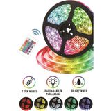 5 mt Kumandalı Rgb Şerit LED Lamba Iç ve Dış Mekan Silikon Yapışkanlı Aydınlatma