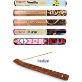 5 Paket 20 Çubuklu Tütsü Vanilla - Musk - Clove - Wood - Redrose - Kayık Hediyeli - Çok Renkli - Belirtilmemiş