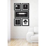 5 Parça Ahşap Tablo Seti, Mutfak Köşesi Için Mdf Duvar Dekoru, 50X30 cm - Seçenek 1