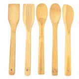 5 Parça Bambu Mutfak Kaşık Seti –%100 Doğal, Çizilmeye Karşı Korumalı, Isıya Dayanıklı, Hafif, Ergonomik, Tencere ve Tavalar ile Uyumlu, Sağlıklı ve Çevre Dostu Premium Set