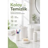 5 Parça Beyaz Banyo Seti Diş Fırçalık Çöp Kovası Sabunluk Sıvı Sabunluk Tuvalet Fırçası