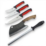 5 Parça Bıçak Set Kurban Bıçakları Et Satırı Bileme Masatlı Pro Set