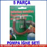5 PARÇA BİSİKLET LASTİĞİ ŞİŞİRME POMPA HORTUMU TOP İĞNESİ UCU SET