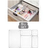 5 Parça Çekmece Içi Düzenleyici, Modüler Banyo ve Makyaj Organizer - Ahşap - Bej - Siyah