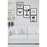 5 Parça Çerçeve Görünümlü Mdf Tablo - Salon Oturma Yatak Odası Ofis Antre Mutfak Için Tablo Seti - 45 x 30 - Renkli