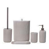 5 Parça Dekoratif Banyo Seti – Modern Lüks Banyo Aksesuar Seti, Çöp Kovası Tuvalet Fırçası Sabunluk Diş Fırçalık Tepsi (İnci)