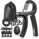 5 Parça El Kol Bilek Güçlendirici Set | Ayarlanabilir 5-60 kg El Yayı ve Parmak Direnç Bandı
