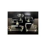 5 Parça Gümüş Döküm Ayaklı Sunumluk Set | Pasta – Kurabiye – Tatlı – Servis Tabağı
