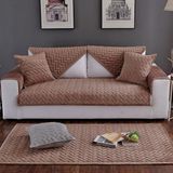 5 Parça Kaymaz Taban Kapitonetekli Koltuk Çekyat Kanepe Örtüsü - Kahverengi - 60 x 90 cm