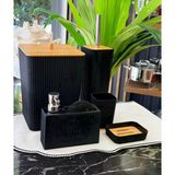 5 Parça Lenox Akrilik Bambu Banyo Seti Siyah