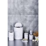 5 Parca Mermer Desen Mat Banyo Seti / Wc Fircalik, Sivi - Kati Sabunluk, Cop Kovasi, Dis Fircalik