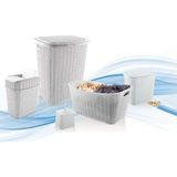 5 Parça Örgü Desenli Plastik Banyo Seti Çamaşır Sepeti Deterjanlık Çöp Kovası Klozet Fır� - 1
