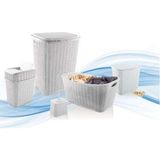 5 Parça Örgü Desenli Plastik Banyo Seti Çamaşır Sepeti Deterjanlık Çöp Kovası Klozet Fırçası - Gri - Çok Renkli
