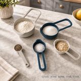 5 Parça Plastik Ölçü Kaşığı Seti 125 ml 85 ml 60 ml 15 ml 7.5 ml Iç Içe Geçen Cup Ölçü Kabı Kek Pasta Baharat Kaşığı Sariva Home - Krem