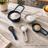 5 Parça Plastik Ölçü Kaşığı Seti 125 ml 85 ml 60 ml 15 ml 7.5 ml Iç Içe Geçen Cup Ölçü Kabı Kek Pasta Baharat Kaşığı Sariva Home - Mavi