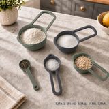 5 Parça Plastik Ölçü Kaşığı Seti 125 ml 85 ml 60 ml 15 ml 7.5 ml Iç Içe Geçen Cup Ölçü Kabı Kek Pasta Baharat Kaşığı Sariva Home - Yeşil