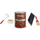5 Parça Polisan Politex Vernikli Parlak Karteladaki Her Renk ve Her Ölçü ( Politex Vernikli Parlak + Parmak Rulo + Fırça + Kağıt Bant + Boyacı Tava ) - 2,5 Litre - Maun