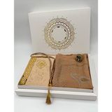 5 Parça Seccade Takımı Çeyizlik Hediyelik Gelin Damat Bohça Seti - Bej - 70 x 120 cm