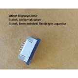 5 Pin 1Mm Adımlı Flex Soketi Flex Ffc Konnektörü Alt Kontak 5-1-Alt