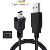 5 Pin Mini USB To USB 2.0 V3 Şarj ve Veri Aktarım Kablosu (1.5 Mt)
