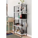 5 Raflı Çevir Kur Çok Amaçlı Raf – Tel Yan Panel, Açık Raf Sistemli Metal Gövdeli Organizer Dolap - Beyaz