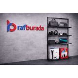 5 Raflı Duvara Monte Tel Pano Rafı - Tel Pano Stand, Duvar Askılığı Siyah 30X100x200 Cm