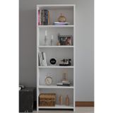5 Raflı Kitaplık Dekoratif Çok Amaçlı Düzenleyici Raf 150 Cm Salon Çalışma Odası Raf Beyaz