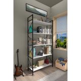 5 Raflı Kitaplık Dekoratif Raf 180x90x30 Beyaz