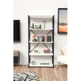5 Raflı Kitaplık Metal Çerçeveli Modern Raf - Çalışma Odası, Ofis, Salon Kitaplığı ve Evrak Rafı
