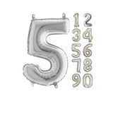 5 Rakam Gümüş 80 cm Folyo Balon
